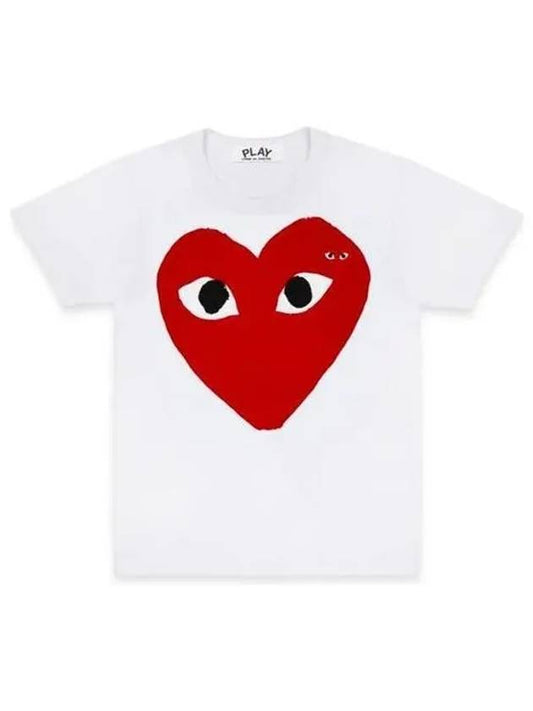 Men s Red Heart Waffen Big Log Printing Short Sleeve T shirt White 215488 - COMME DES GARCONS - BALAAN 1