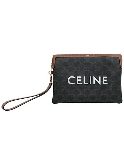 Small Pouch With Strap Signature In Triomphe Canvas With  Print Tan - CELINE - BALAAN 2