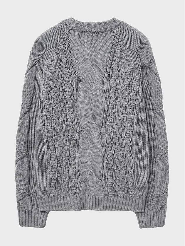 Heavy multi cable overfit sweater melange gray - NOIRER - BALAAN 3