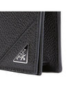 PRADA Vitello Grain Triangular Logo Card Wallet Black 2MC122 2CB2 F0002 - PRADA - BALAAN