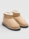 Women's Triangular Logo Shearling Winter Boots Ecru - PRADA - BALAAN 2