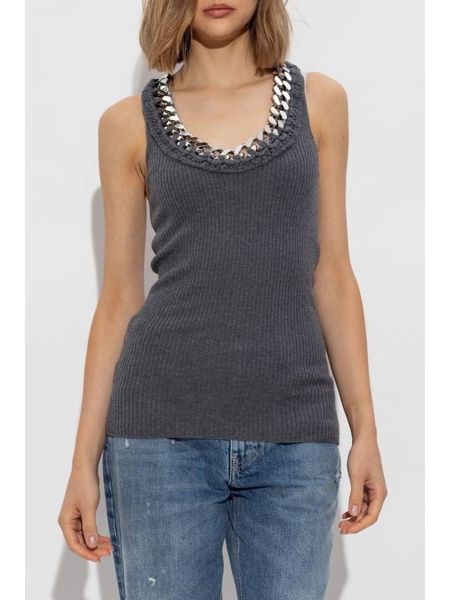 Stella McCartney Top With Decorative Chain, Women's, Grey - STELLA MCCARTNEY - BALAAN 3