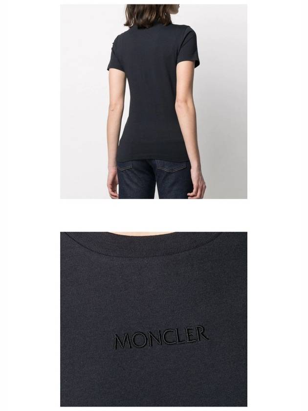 Women's Embroidered Logo Short Sleeve T-Shirt Black - MONCLER - BALAAN.