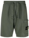 Cotton Fleece Cargo Bermuda Shorts Musk Green - STONE ISLAND - BALAAN 3