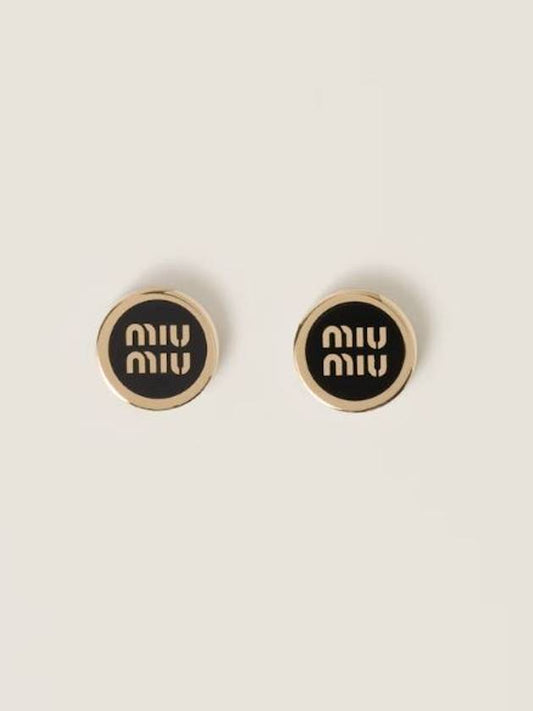 Enameled Metal Earrings Black - MIU MIU - BALAAN 2