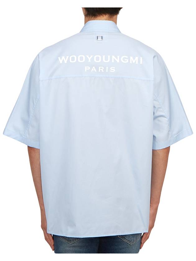 Men's Back Logo Cotton Short Sleeve Shirt Blue - WOOYOUNGMI - BALAAN 5