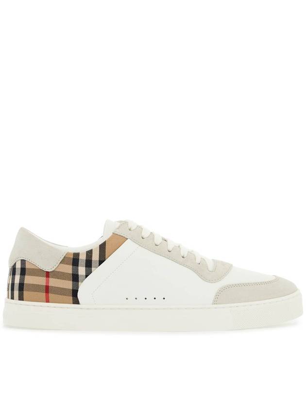 Check Leather Suede Sneakers Natural White Archive Beige - BURBERRY - BALAAN 2