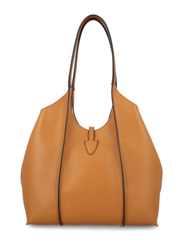 Logo T Timeless Leather Tote Bag Brown - TOD'S - BALAAN 3