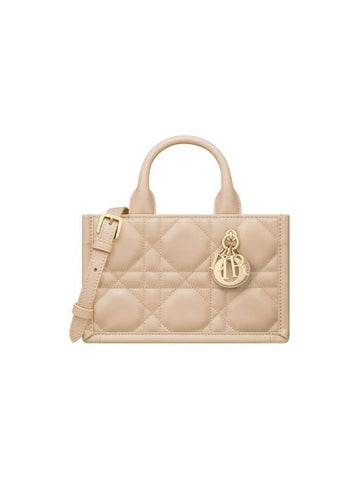 Macrocannage Calfskin Strap Mini Book Tote Bag Powder Beige - DIOR - BALAAN 1