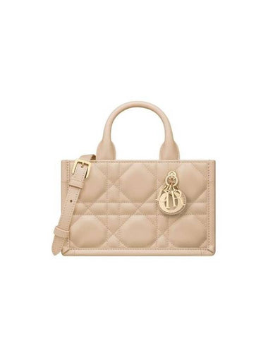 Macrocannage Calfskin Strap Mini Book Tote Bag Powder Beige - DIOR - BALAAN 1