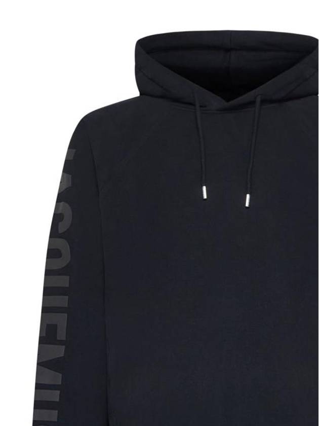 Le Typo Classic Fit Cotton Hoodie Black - JACQUEMUS - BALAAN 4