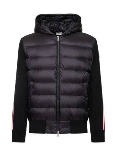 Logo Patch Padded Wool Hooded Jacket Black - MONCLER - BALAAN 2