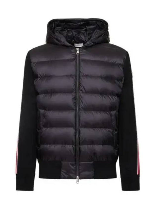 Logo Patch Padded Wool Hooded Jacket Black - MONCLER - BALAAN 2