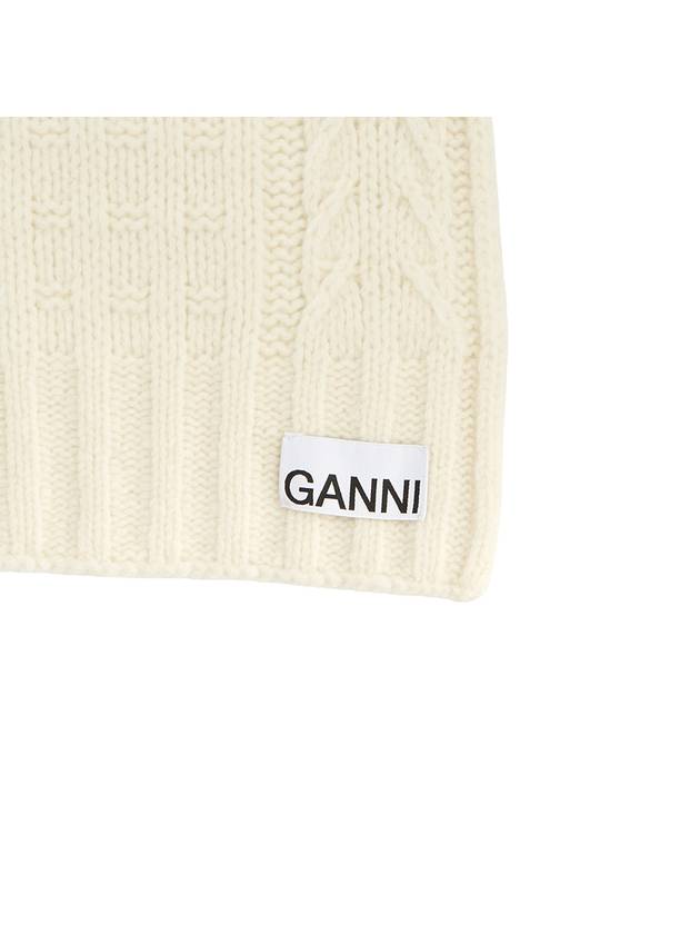 Logo Cable Knit Muffler White - GANNI - BALAAN 8