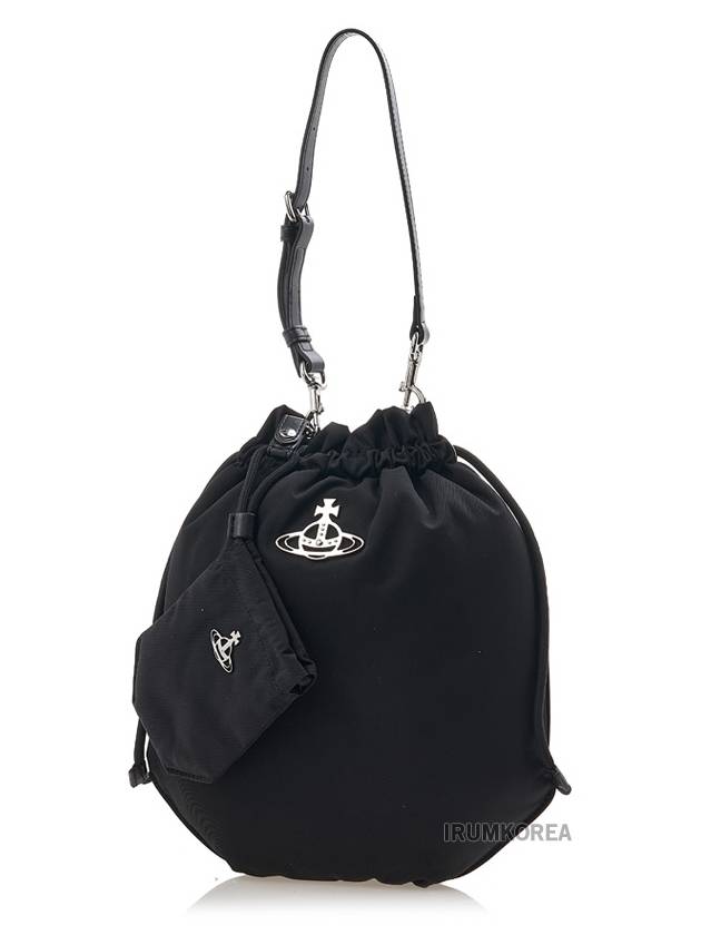 Logo Plaque Drawstring Bucket Bag Black - VIVIENNE WESTWOOD - BALAAN 3