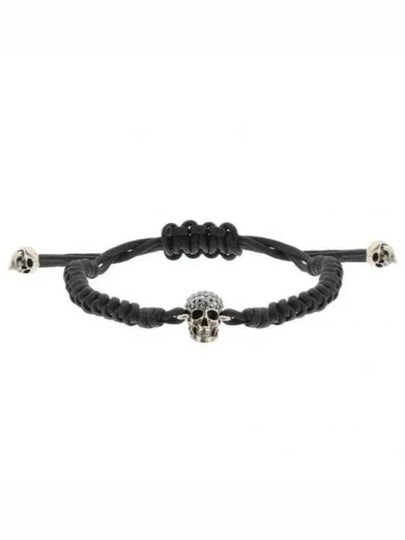 Pave Skull Cotton Bracelet Black - ALEXANDER MCQUEEN - BALAAN 2