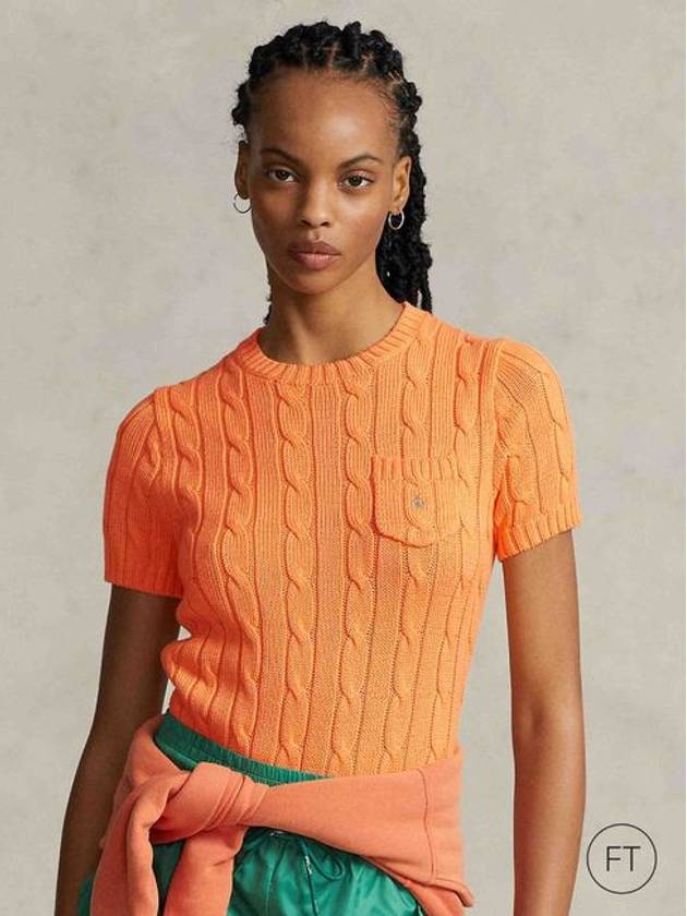 Women's Embroidered Pony Pocket Knit Top Orange - POLO RALPH LAUREN - BALAAN 3