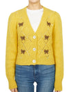 Embroidered Butterfly Pointel Alpaca Cardigan Yellow - ALESSANDRA RICH - BALAAN 2