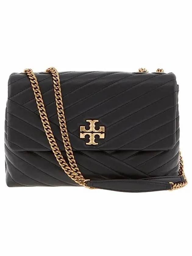 Kira Chevron Convertible Shoulder Bag Black - TORY BURCH - BALAAN 3