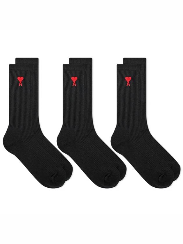 heart logo socks 3 pack black - AMI - BALAAN.