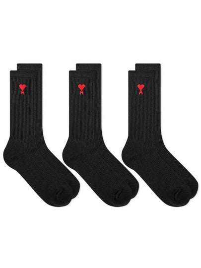 Heart Logo Socks 3 Pack Black - AMI - BALAAN 2