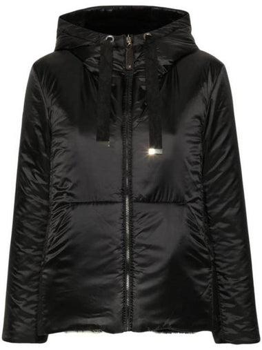 Flynn Reversible Technical Canvas Crop Hooded Zip Up Black - MAX MARA - BALAAN 1