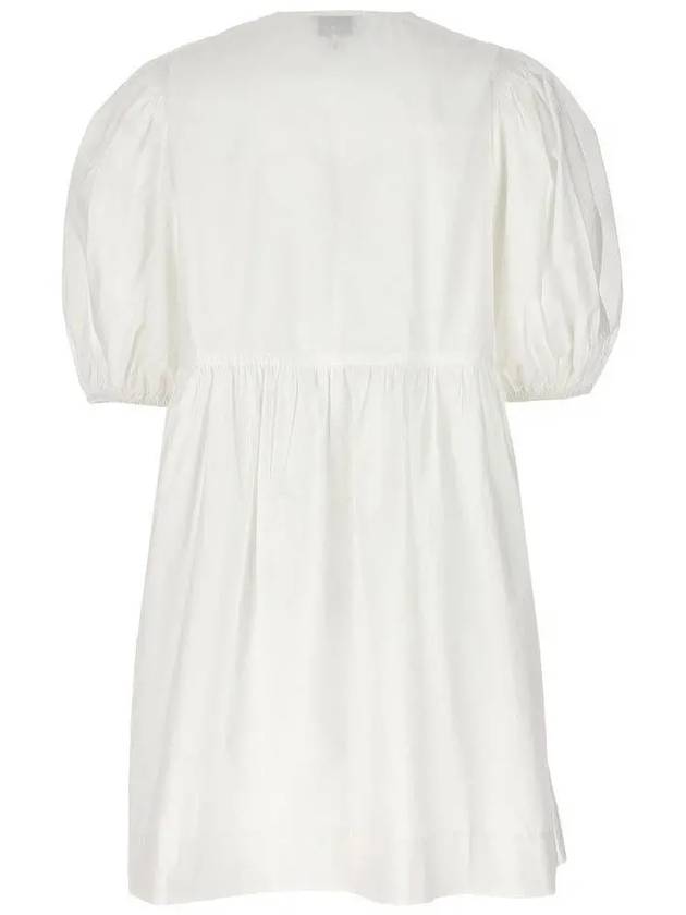 String Cotton Poplin Short Dress Bright White - GANNI - BALAAN 3