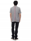 Men's Cotton Pique Center Bag Striped Short Sleeve Polo Shirt Grey - THOM BROWNE - BALAAN 6