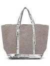 Cabas Linen Sequined Medium Tote Bag Grey - VANESSA BRUNO - BALAAN 2