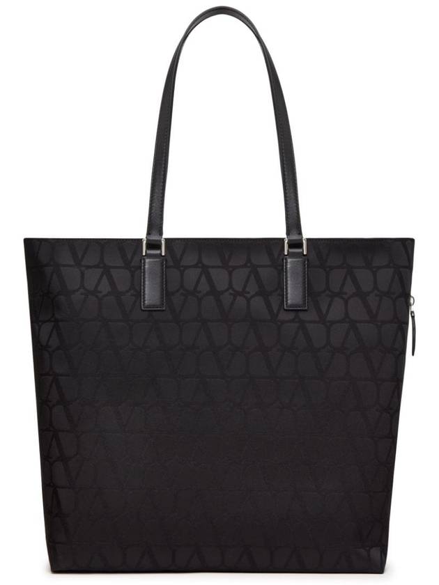 Toile Iconographe Shopping Tote Bag Black - VALENTINO - BALAAN 5