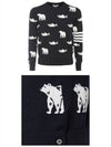 Men's Diagonal Bear Salmon Half Drop Wool Knit Top Navy - THOM BROWNE - BALAAN 5