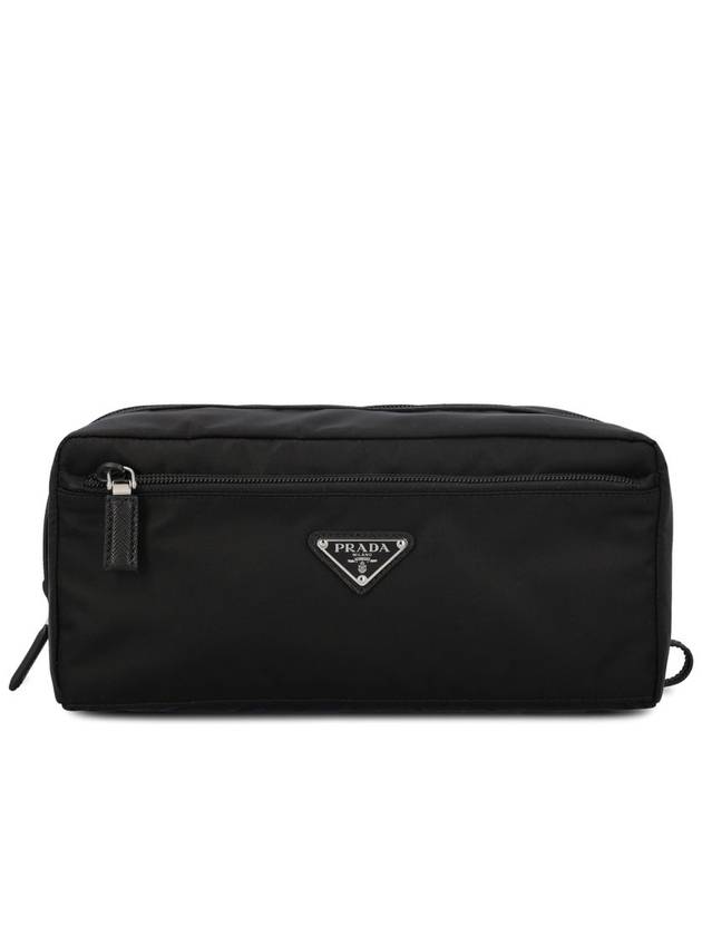 Triangle Logo Cosmetic Pouch Bag Black - PRADA - BALAAN 2