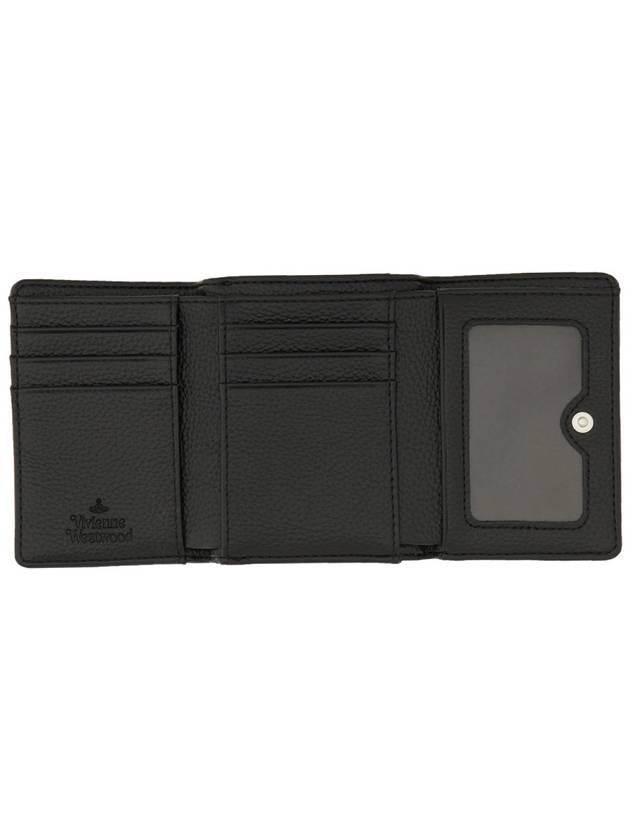 Grain Leather Half Wallet Black - VIVIENNE WESTWOOD - BALAAN 4