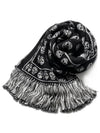 Skull Pattern Fringe Muffler Black - ALEXANDER MCQUEEN - BALAAN.