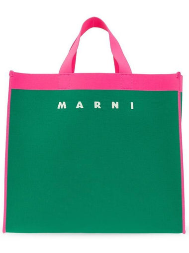 Colorblock Jacquard Tote Bag Green - MARNI - BALAAN 1