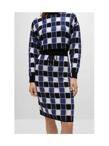 Women s wool check pattern pencil skirt 50476540 962 - BOSS - BALAAN 1