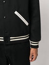 Teddy Bomber Jacket in Wool Black White - SAINT LAURENT - BALAAN 6