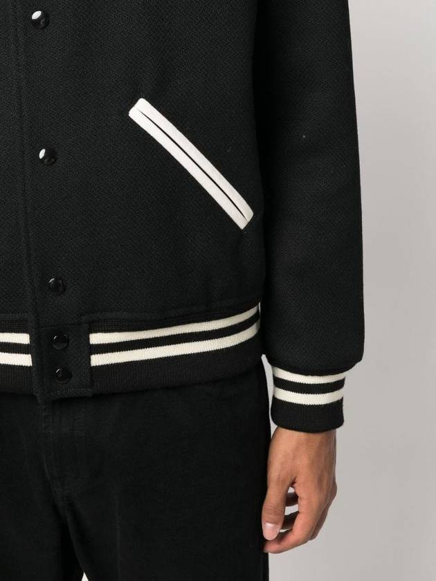 Teddy Bomber Jacket in Wool Black White - SAINT LAURENT - BALAAN 6