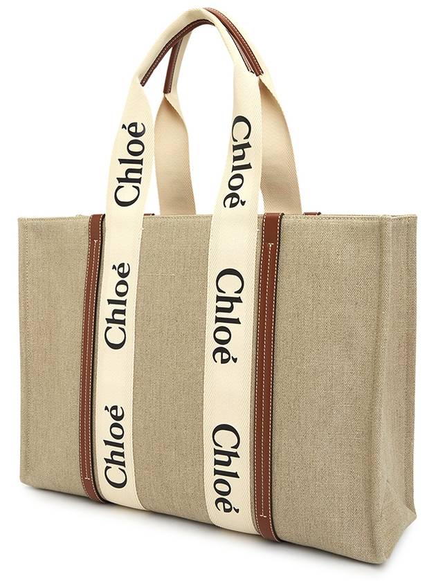 Woody Large Tote Bag White Brown Beige - CHLOE - BALAAN 3