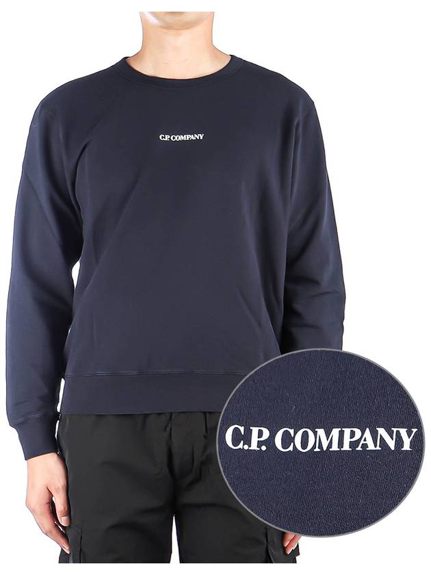 Light Fleece Small Logo Sweatshirt Navy - CP COMPANY - BALAAN 2