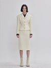 Rye Tweed Bonding Wide Shoulder X-Line Silhouette Jacket Ivory - LIE - BALAAN 3