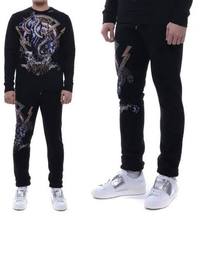 Snake Print Fleece Track Pants Black - BALMAIN - BALAAN 2