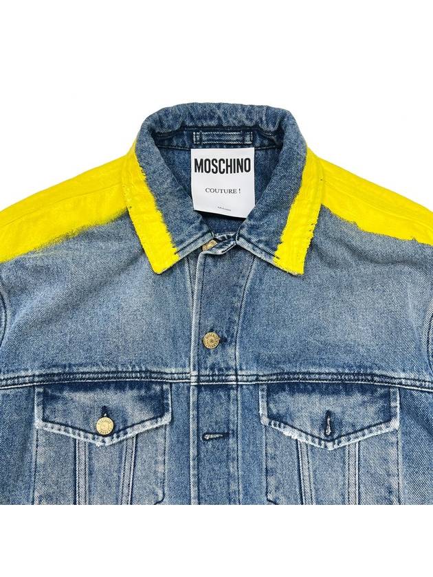 Men s Paint Logo Denim Jacket - MOSCHINO - BALAAN 3