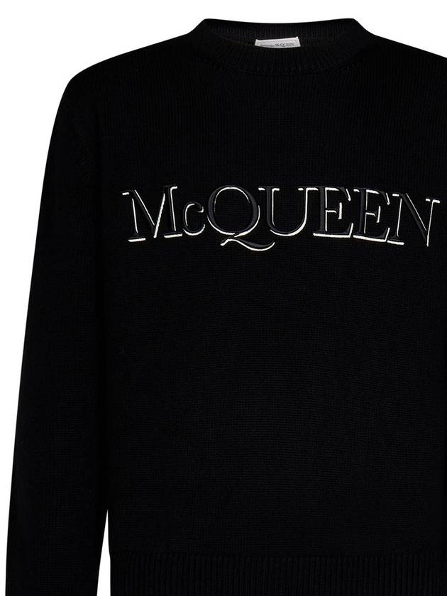 Embroidered Logo Knit Top Black - ALEXANDER MCQUEEN - BALAAN 4