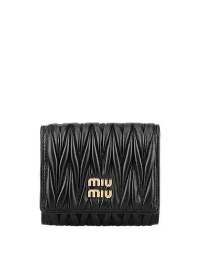 Matelasse Logo Nappa Leather Half Wallet Black - MIU MIU - BALAAN 2