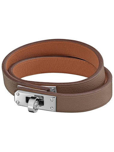 Mini Kelly Double Tour Leather Bracelet Etoupe - HERMES - BALAAN 1