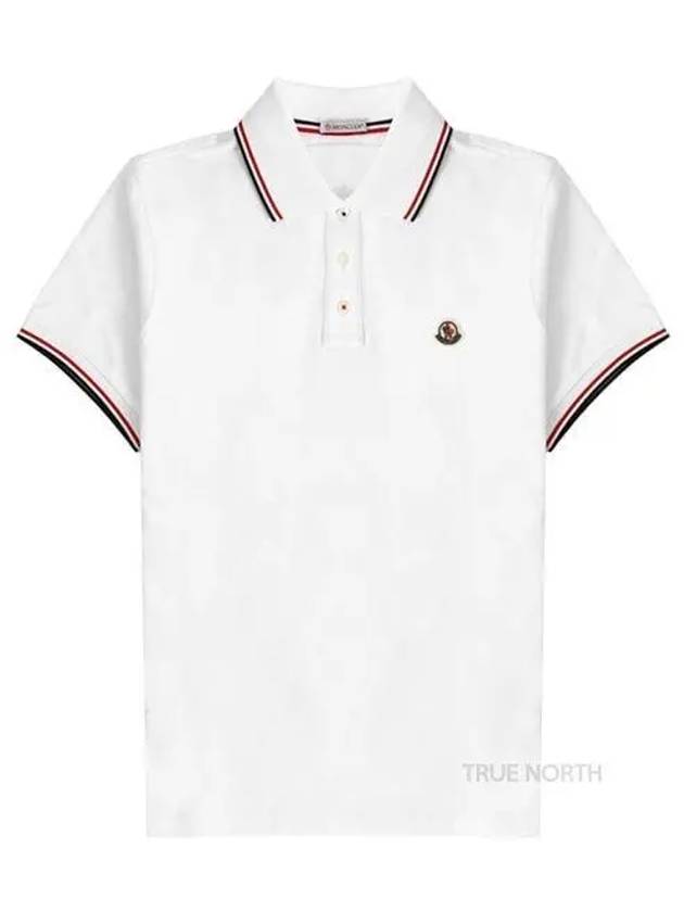 Men s 8A70300 84556 001 Logo Patch Polo T Shirt White 1061217 - MONCLER - BALAAN 1