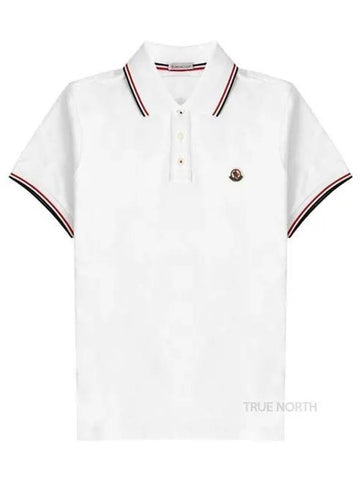 Men s 8A70300 84556 001 Logo Patch Polo T Shirt White 1061217 - MONCLER - BALAAN 1