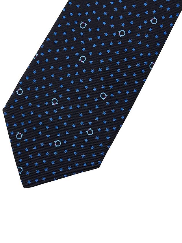 Star Print Silk Tie Black - SALVATORE FERRAGAMO - BALAAN 6