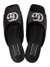 Patent Leather Flat Sandals Black - GUCCI - BALAAN 3